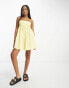 ASOS DESIGN cotton pleat bust babydoll mini sundress in lemon