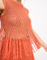 ASOS DESIGN rope crochet vest with fringing co-ord in orange