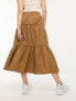 Basic Pleasure Mode solstice tiered maxi skirt in chocolate