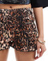 ASOS DESIGN shirred micro shorts in leopard print