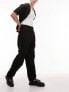 Topman smart wide leg with pleat trousers in black