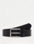 ASOS DESIGN smart faux leather belt with black buckle in black faux croc