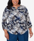 Plus Size Classic Abstract Textured Patchwork Top