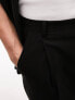 Topman smart wide leg with pleat trousers in black