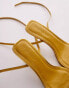 Topshop Wide Fit Fina barely there mid heeled sandals in gold