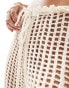 Mango crochet tie wast beach trousers in white