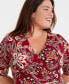 Plus Size Printed V-Neck Side-Shirred Dress