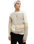 Only & Sons knitted crew neck jumper in tonal block patterm