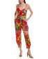 Farm Rio Tropical Jungle Linen Jumpsuit Women's Red Xs