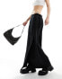 COLLUSION satin wrap slip skirt with tie waist in black