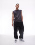 Topman wide cargo trousers in black