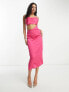 Public Desire x Paris Artiste Exclusive satin cut out midi dress in bright pink