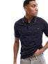 Calvin Klein stretch pique tipping polo shirt in night sky