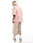 Sixth June short sleeve oversized linen shirt in pink