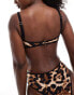 Free Society scoop crop bikini top in leopard