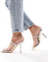 Glamorous two strap mule heeled sandals in silver