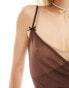 COLLUSION double layer mesh cami top in brown