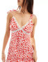 Wednesday's Girl floral bloom lace insert midaxi cami dress in red