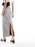 River Island tailored PU column skirt in light grey