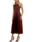 Women's Halter Belted Pleated Chiffon Midi Dress