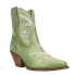 Dingo Primrose Embroidered Floral Snip Toe Cowboy Booties Womens Green Casual Bo