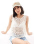 Object cropped crochet top in cream