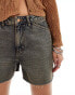 Reclaimed Vintage denim mom short with raw hem in blue