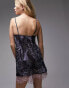 Topshop cami lace and embellished mini dress in purple