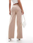 ASOS DESIGN buckle detail crop wide leg tailored trouser in taupe