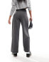 JDY high waisted crop wide fit tailored trousers in dark grey