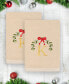 Christmas Mistletoe Monogram White Embroidered Luxury Turkish Cotton Hand Towels, 2 Piece Set