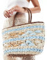 My Accessories chunky woven straw bag in blue