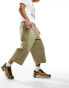 COLLUSION cropped denim skate festival jorts in washed khaki