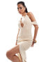 Murci knitted halterneck cut out high low maxi dress in cream