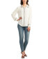 Juniors' Contrast-Piping Long-Sleeve Blouse