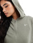 Nike French Terry zip through hoodie in grey