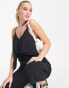 New Look tie front strappy jumpsuit in black