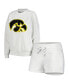 Women's Ash Iowa Hawkeyes Team Effort Pullover Sweatshirt and Shorts Sleep Set