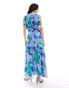 Hope & Ivy ruffle wrap maxi dress in blue based floral