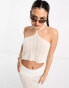 COLLUSION distressed knitted halterneck beach top in white