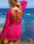 South Beach x Misha Grimes sequin knit long sleeve mini beach dress in pink