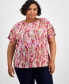 Plus Size Women's Pleated Dolman-Sleeve Top, Created for Macy's