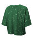 Women's Threads Green Distressed New York Jets Bleach Splatter Notch Neck Crop T-shirt