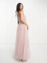 Anaya Petite Bridesmaid tulle one shoulder maxi dress in pink