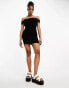 Pull&Bear bardot neckline mini dress in black