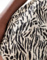 Pieces floaty shorts in beige animal print