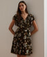 Women's Floral Flutter-Sleeve Dress