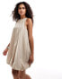 ASOS DESIGN puff ball mini dress in taupe