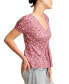 Women's Floral-Print Wide-Smocked Short-Sleeve Top