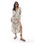 Isla & Bird tie dye long sleeve maxi beach dress in cream